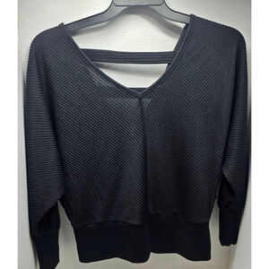 Women's Just Be... Black Ribbed Long Sleeve Tee L